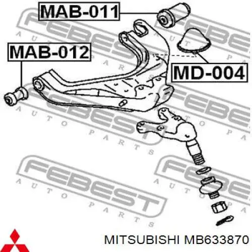 Do koszyka MB633870 Mitsubishi Silentblock przedniego wahacza dolnego