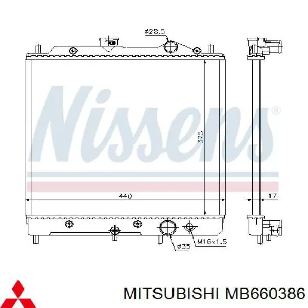 Chłodnica silnika Mitsubishi MB660386 cena, od 93,01 USD