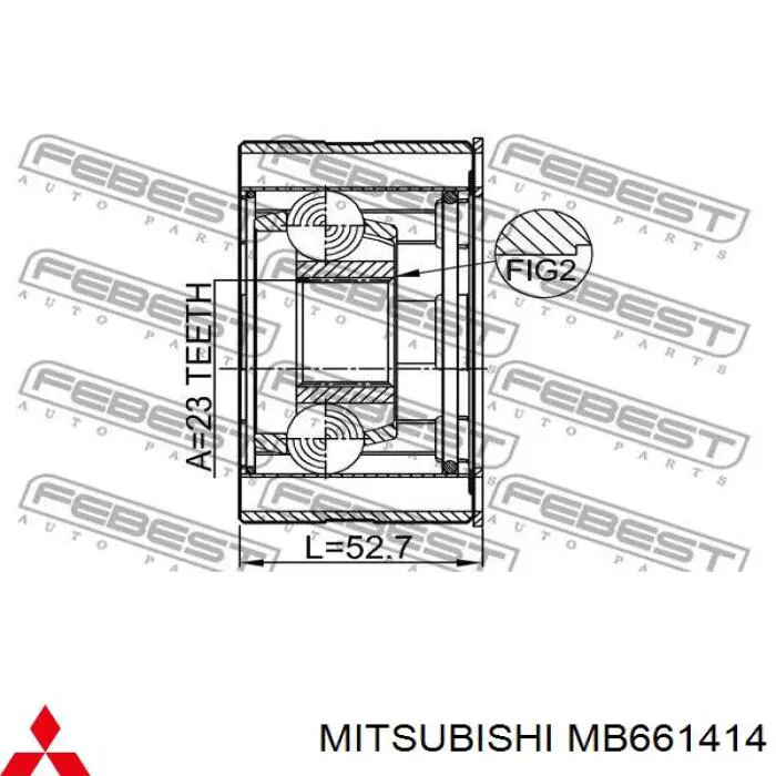Do koszyka MB661414 Mitsubishi Przegub homokinetyczny przednni wału Cardana przedniego