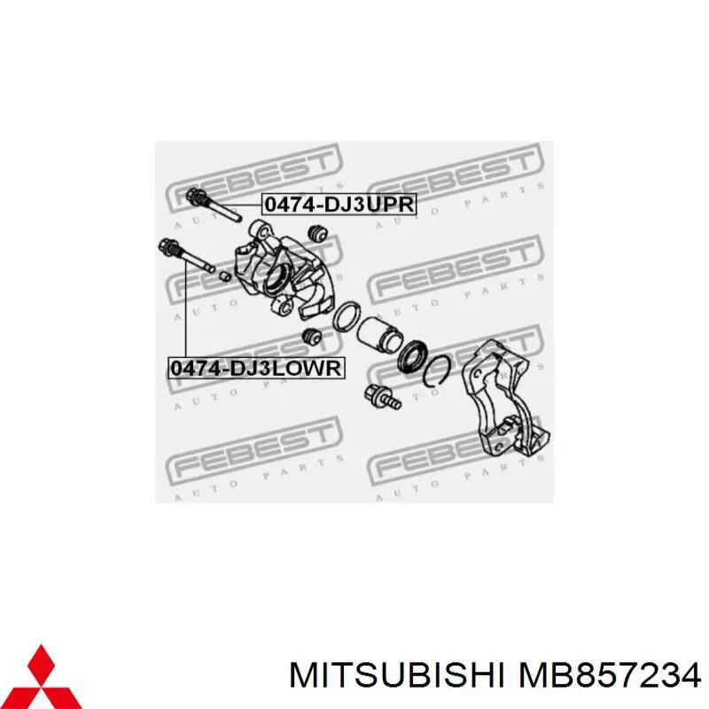 Do koszyka MB857234 Mitsubishi Prowadnica zacisku tylnego górna