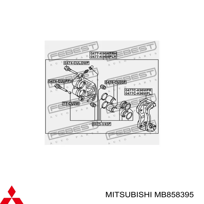 MB858395 Mitsubishi Jarzmo zacisku hamulcowego przedniego