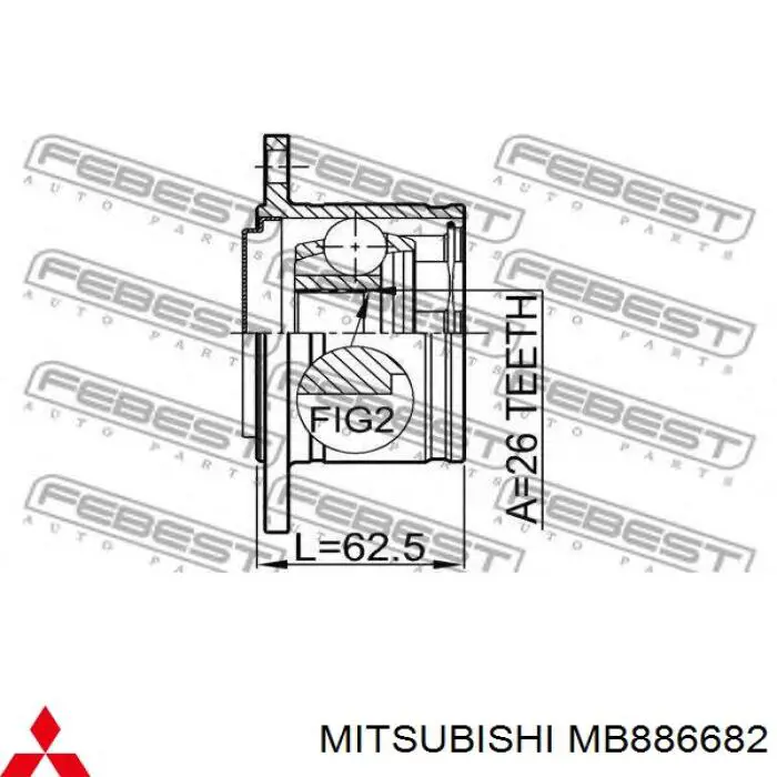 Przegub homokinetyczny wewnętrzny przedni prawy Mitsubishi MB886682 cena, od 52,42 USD
