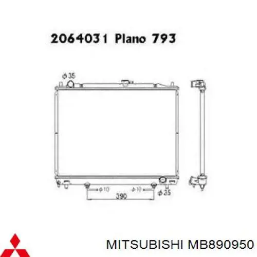 Chłodnica silnika Mitsubishi MB890950 cena, od 166,38 USD