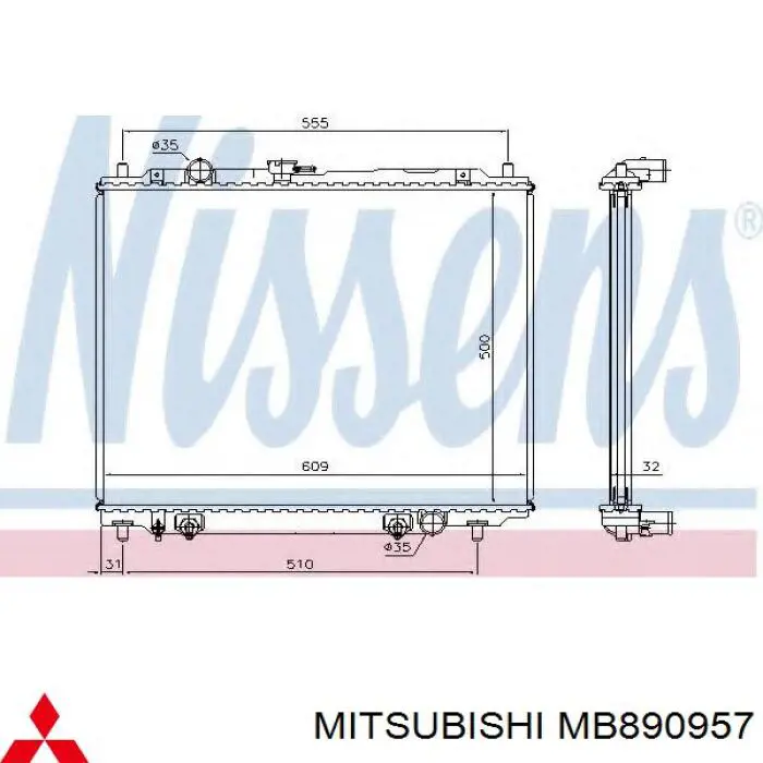 Chłodnica silnika MB890957 Mitsubishi