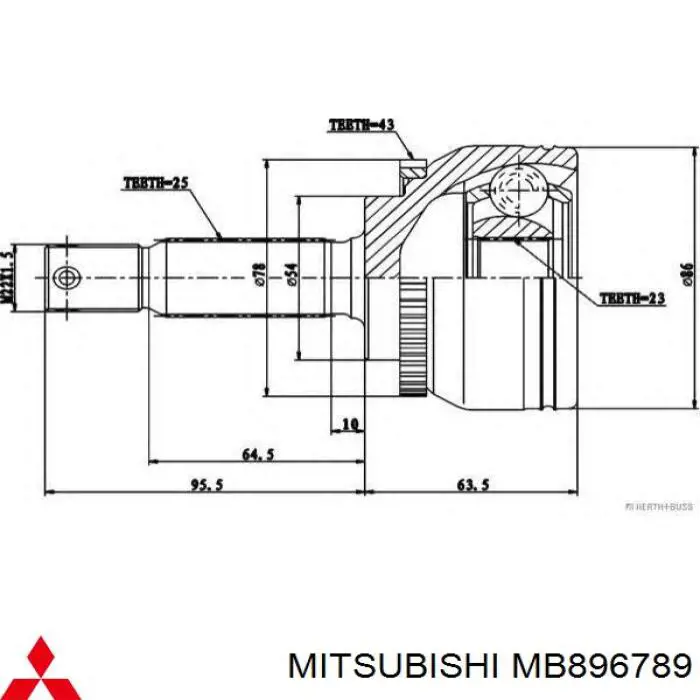 Przegub homokinetyczny przedni zewnętrzny MB896789 Mitsubishi