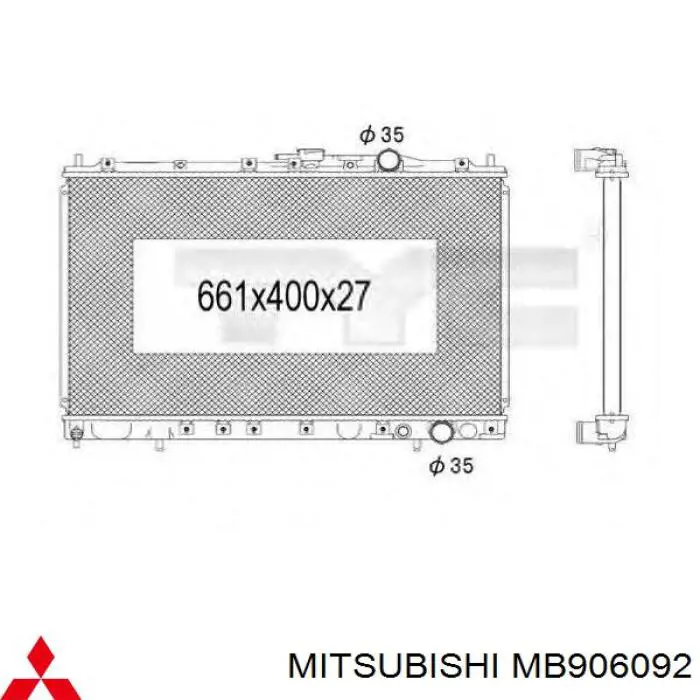 Do koszyka MB906092 Mitsubishi Chłodnica silnika