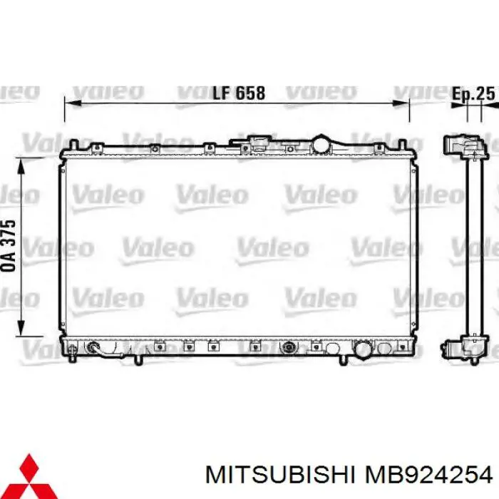 Chłodnica silnika Mitsubishi MB924254 cena, od 179,46 USD