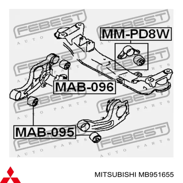 Silentblock tylny (poduszka) reduktora mostu tylnego MB951655 Mitsubishi