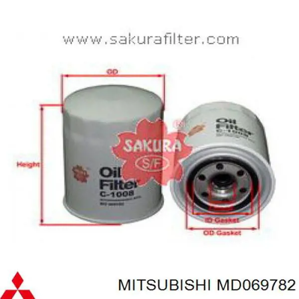 Filtr oleju Mitsubishi MD069782 cena, od 12,96 USD