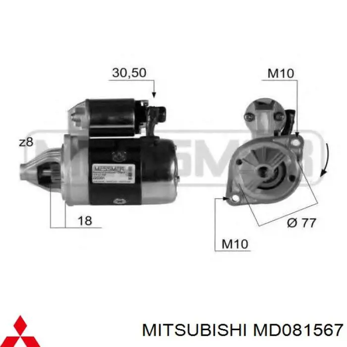 MD081567 Mitsubishi rozrusznik