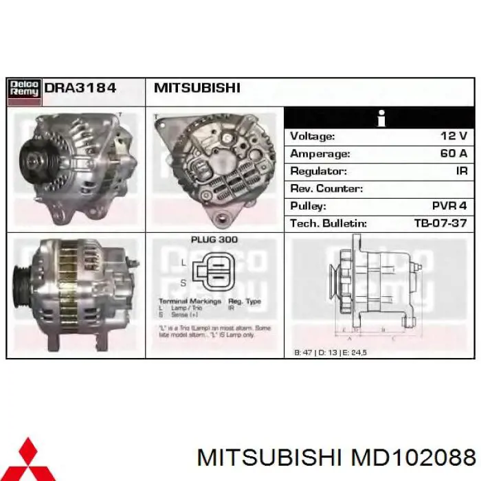 MD102088 Mitsubishi Alternator