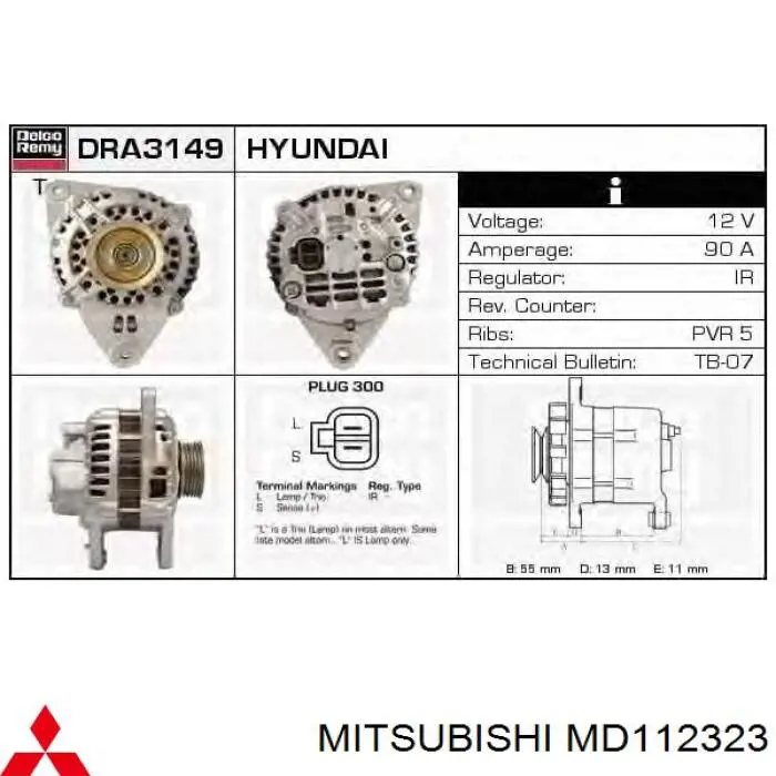Alternator Mitsubishi MD112323 cena, od 70,32 USD