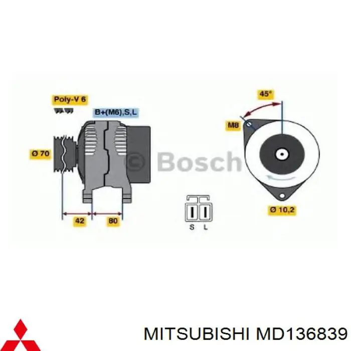 Alternator Mitsubishi MD136839