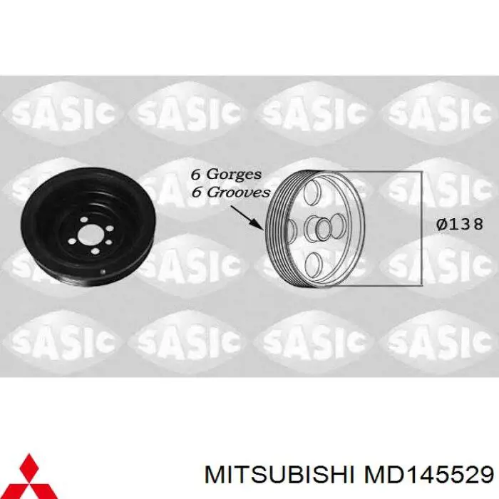 Koło pasowe wału korbowego Mitsubishi MD145529 cena, od 34,42 USD
