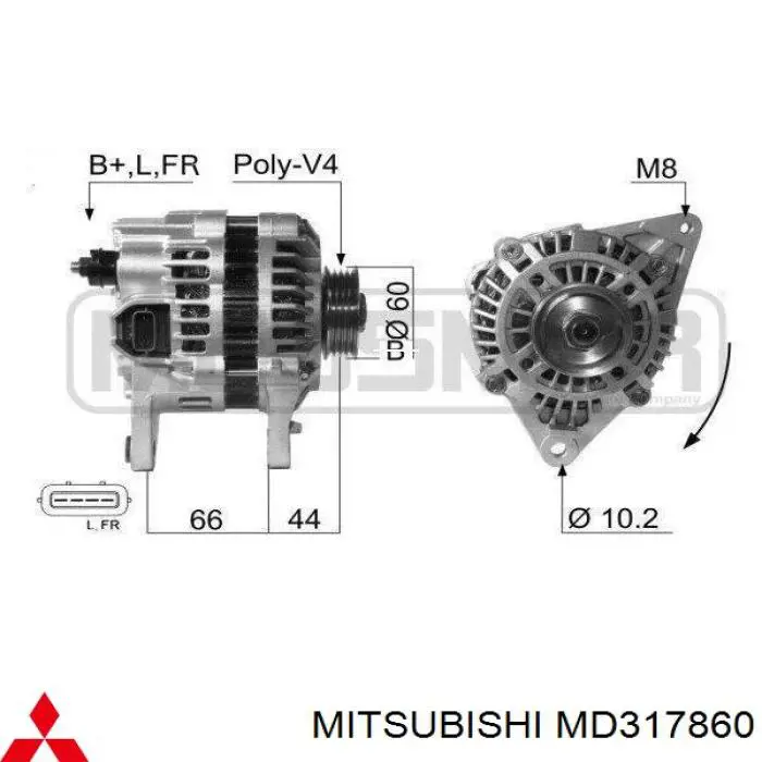 Alternator Mitsubishi MD317860 cena, od 95,51 USD