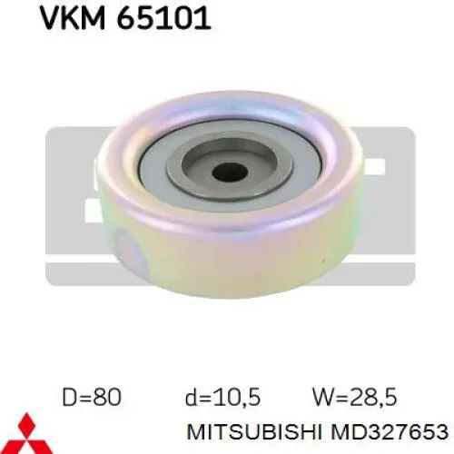 Rolka prowadząca, kierunkowa paska napędowego Mitsubishi MD327653 cena, od 26,56 USD