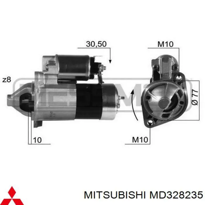 Rozrusznik Mitsubishi MD328235 cena, od 100,56 USD