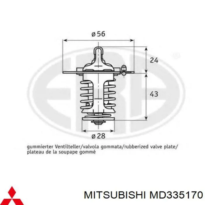 Termostat Mitsubishi MD335170 cena, od 17,27 USD