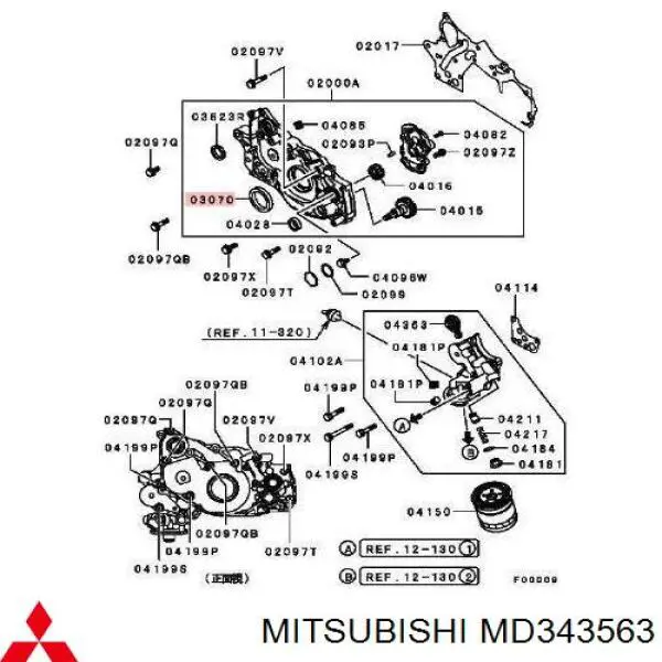 Uszczelniacz wału korbowego przedni Mitsubishi MD343563 cena, od 12,53 USD