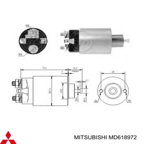Do koszyka MD618972 Mitsubishi Elektromagnes rozrusznika