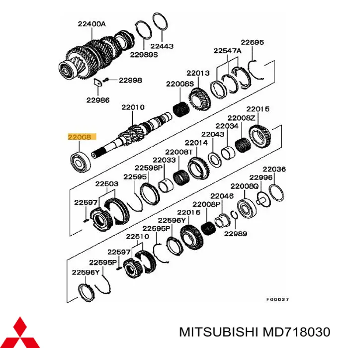 Łożysko wału sprzęgłowego skrzyni biegów Mitsubishi MD718030 cena, od 100,85 USD