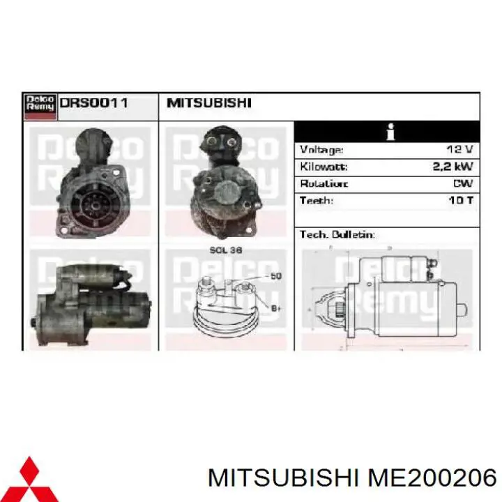 Rozrusznik ME200206 Mitsubishi