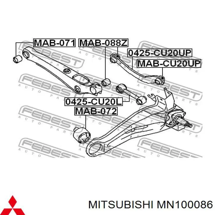 Do koszyka MN100086 Mitsubishi Wahacz zawieszenia tylnego górny lewy/prawy