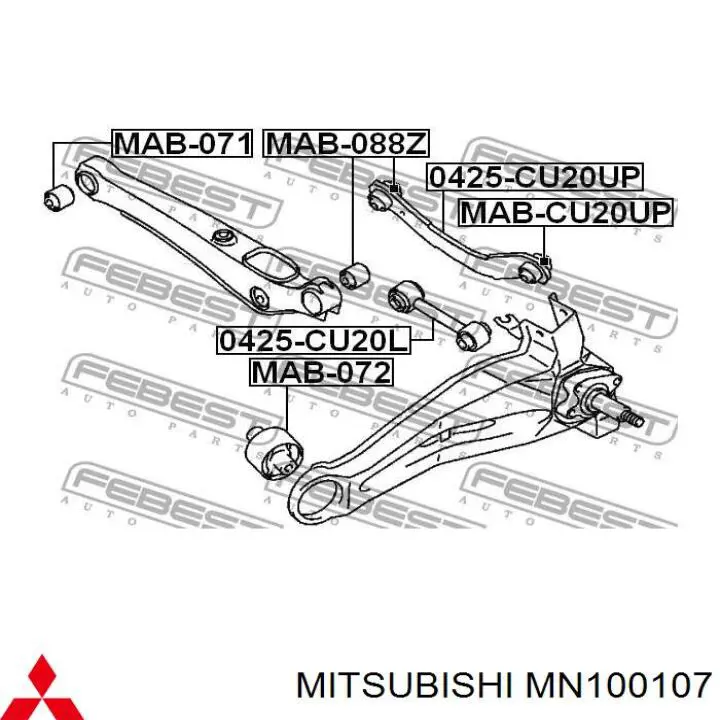 Wahacz zawieszenia tylnego górny lewy/prawy Mitsubishi MN100107 cena, od 33,89 USD
