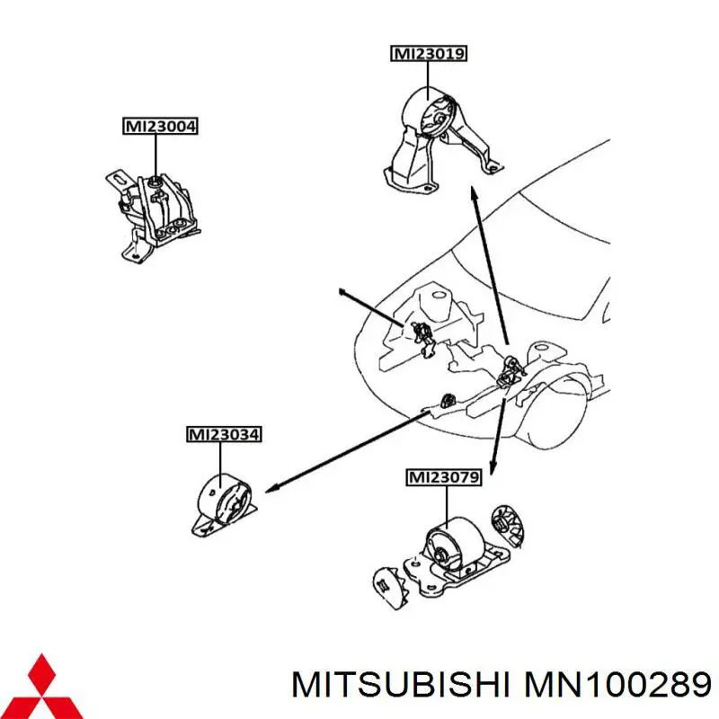 Do koszyka MN100289 Mitsubishi Poduszka (podpora) silnika przednia