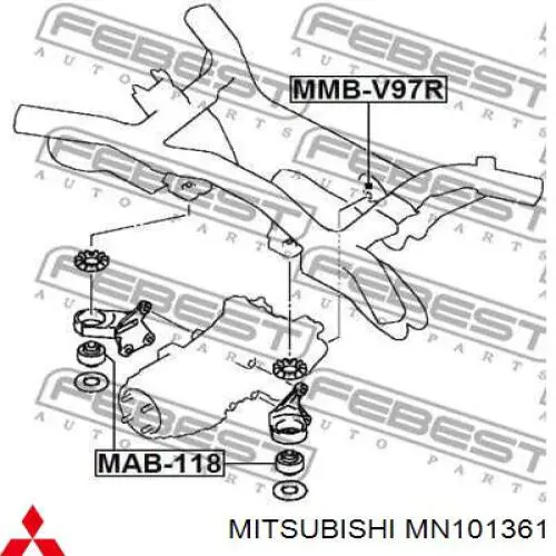 MN101361 Mitsubishi Wspornik (trawers) tylnego reduktora lewy