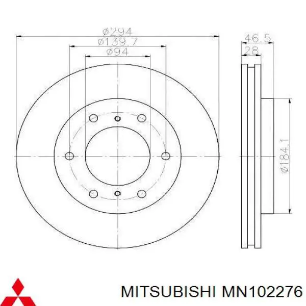 Tarcza hamulcowa przednia Mitsubishi MN102276 cena, od 53,76 USD