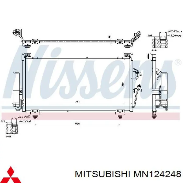 Chłodnica klimatyzacji Mitsubishi MN124248 cena, od 108,96 USD