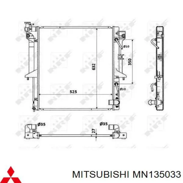 Chłodnica silnika Mitsubishi MN135033 cena, od 189,74 USD