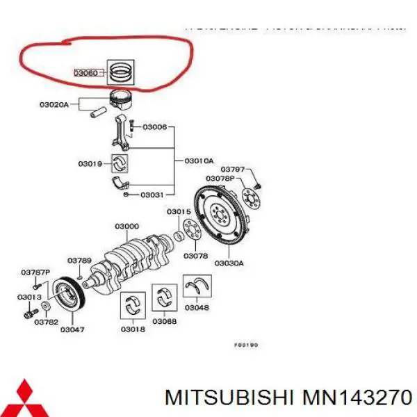 Pierścienie tłokowe na 1 cylinder, STD. Mitsubishi Outlander 1 (CU)