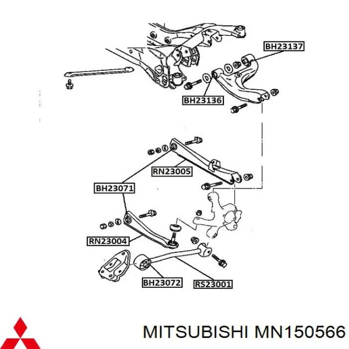 Do koszyka MN150566 Mitsubishi Wahacz zawieszenia tylnego poprzeczny
