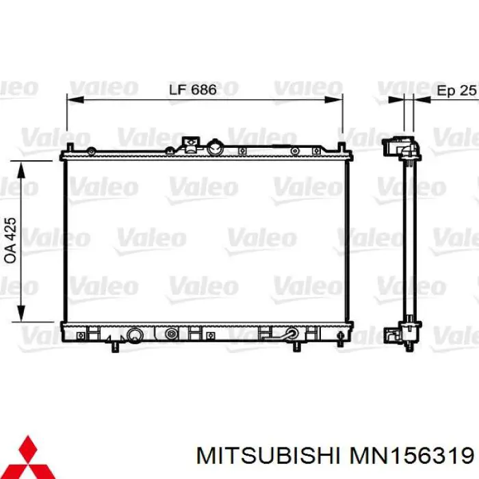 Chłodnica silnika Mitsubishi MN156319 cena, od 135,82 USD