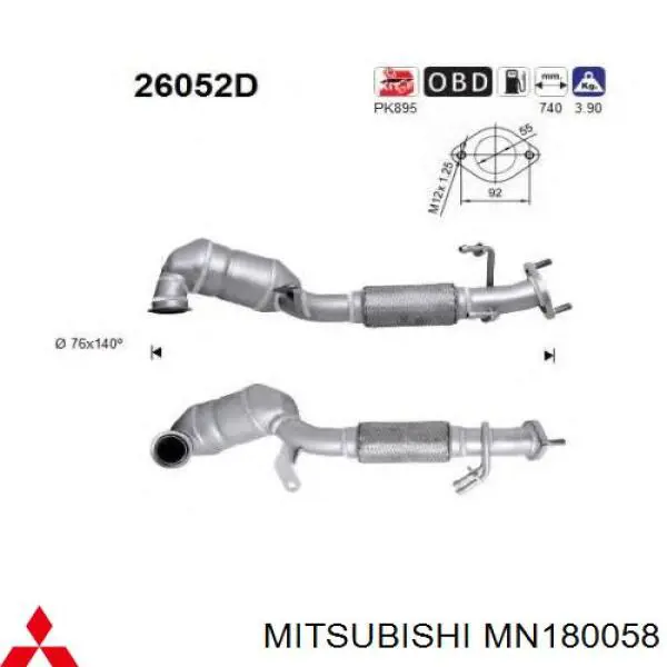 Konwerter-katalizator Mitsubishi Outlander I SUV (CU) (2003 - 2008) cena, od 132,51 USD