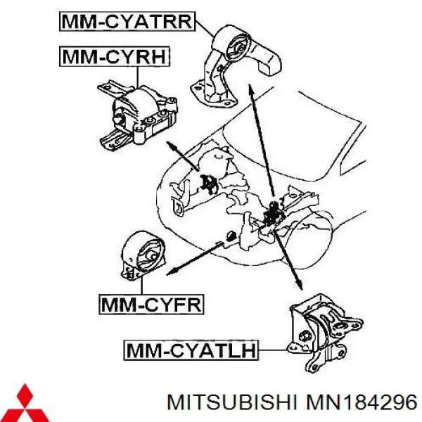 Poduszka (podpora) silnika prawa Mitsubishi MN184296 cena, od 52,92 USD