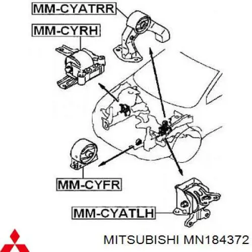 MN184372 Mitsubishi Poduszka (podpora) silnika prawa