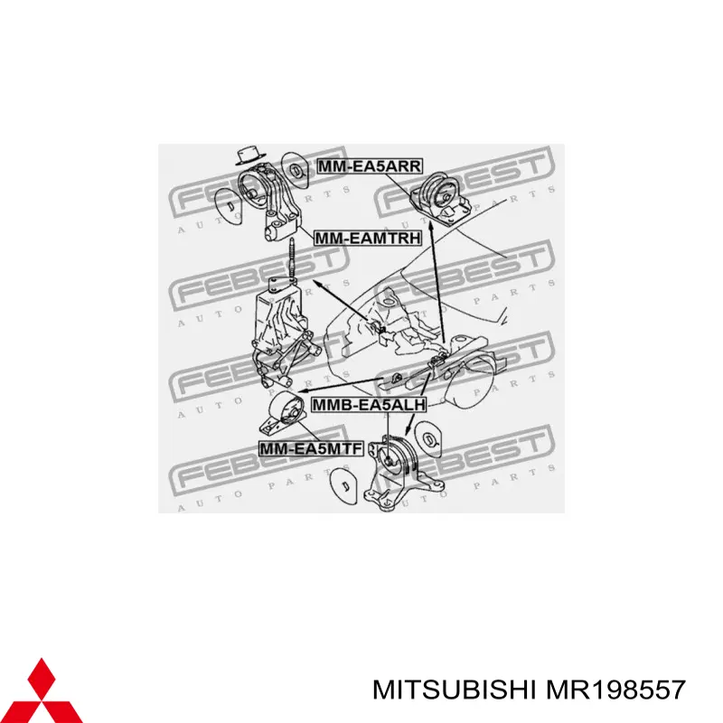 MR198557 Mitsubishi Poduszka (podpora) silnika lewa