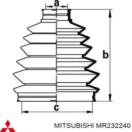 Do koszyka MR232240 Mitsubishi Osłona przegubu homokinetycznego półosi przedniej zewnętrzna