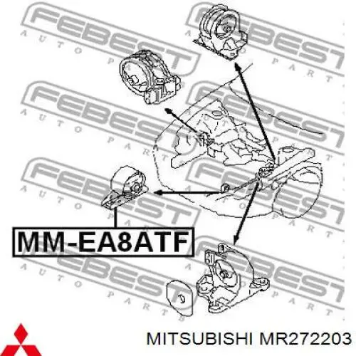 Do koszyka MR272203 Mitsubishi Poduszka (podpora) silnika przednia