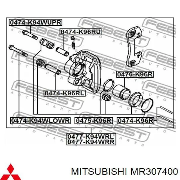 Prowadnica zacisku tylnego dolna Mitsubishi MR307400 cena, od 6,01 USD
