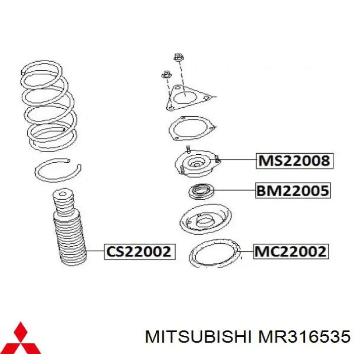 Do koszyka MR316535 Mitsubishi Łożysko podporowe amortyzatora tylnego