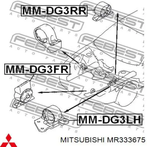 Do koszyka MR333675 Mitsubishi Poduszka (podpora) silnika przednia