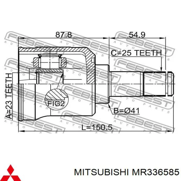 Przegub homokinetyczny przedni wewnętrzny Mitsubishi MR336585 cena, od 217,22 USD