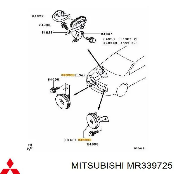 Sygnał dźwiękowy (klakson) Mitsubishi L 200 III ulec poprawie (K60, K70) (1996 - 2007) cena, od 30,66 USD