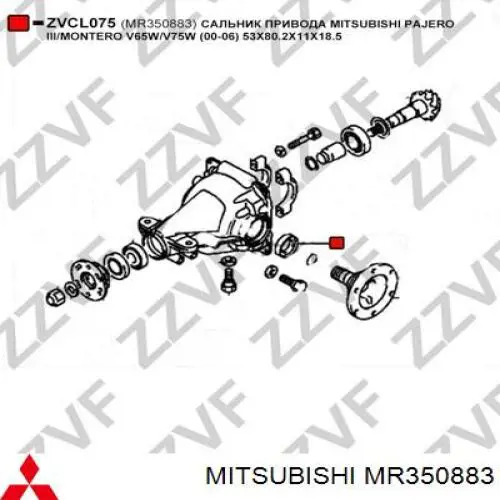 MR350883 Mitsubishi Uszczelniacz półosi mostu tylnego wewnętrzny