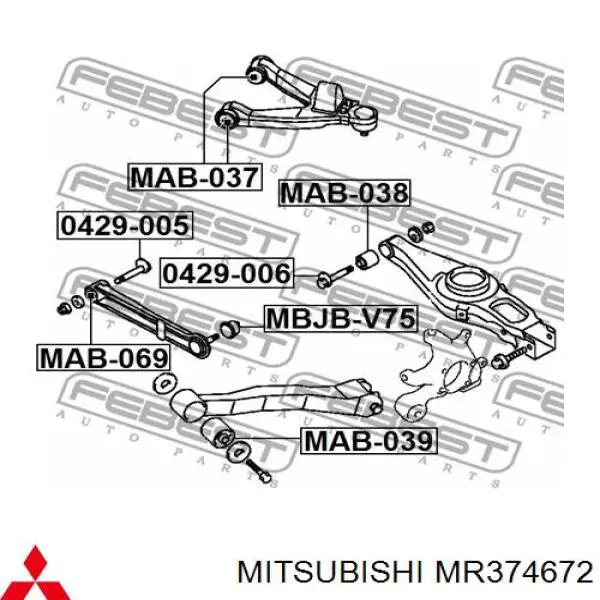 Do koszyka MR374672 Mitsubishi Silentblock wahacza tylnego dolnego