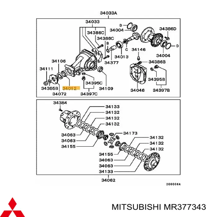 MR377343 Mitsubishi Łożysko końcówki mostu przedniego zewnętrzne